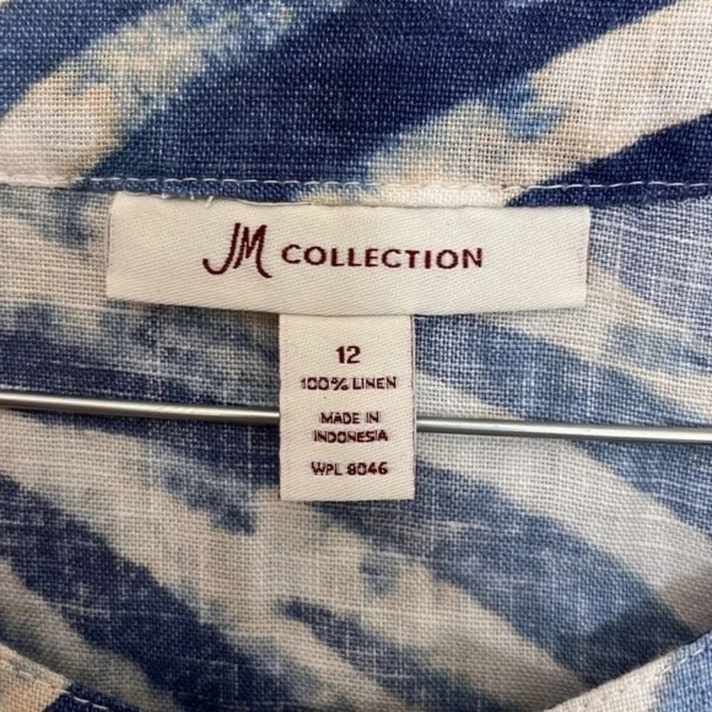 JM collection Woman’s Tiger Animal print Linen Blouse Sz 12